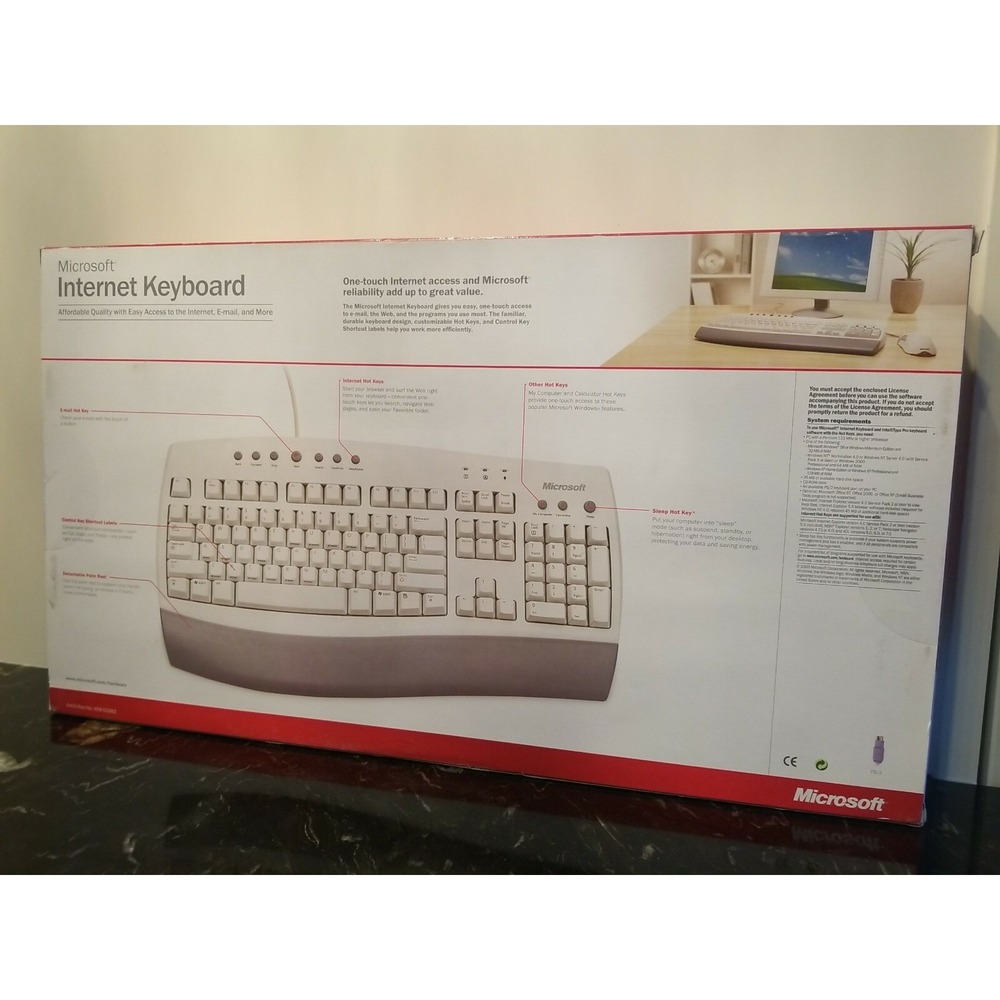 MICROSOFT INTERNET KEYBOARD C19-00330 PS2 w/DETACHABLE PALM REST - Picture 2 of 3